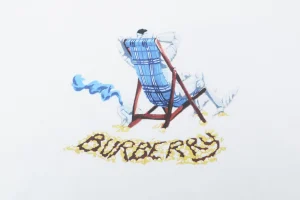 Burberry Knight Check Deck Chair Graphic T-Shirt White Front Print