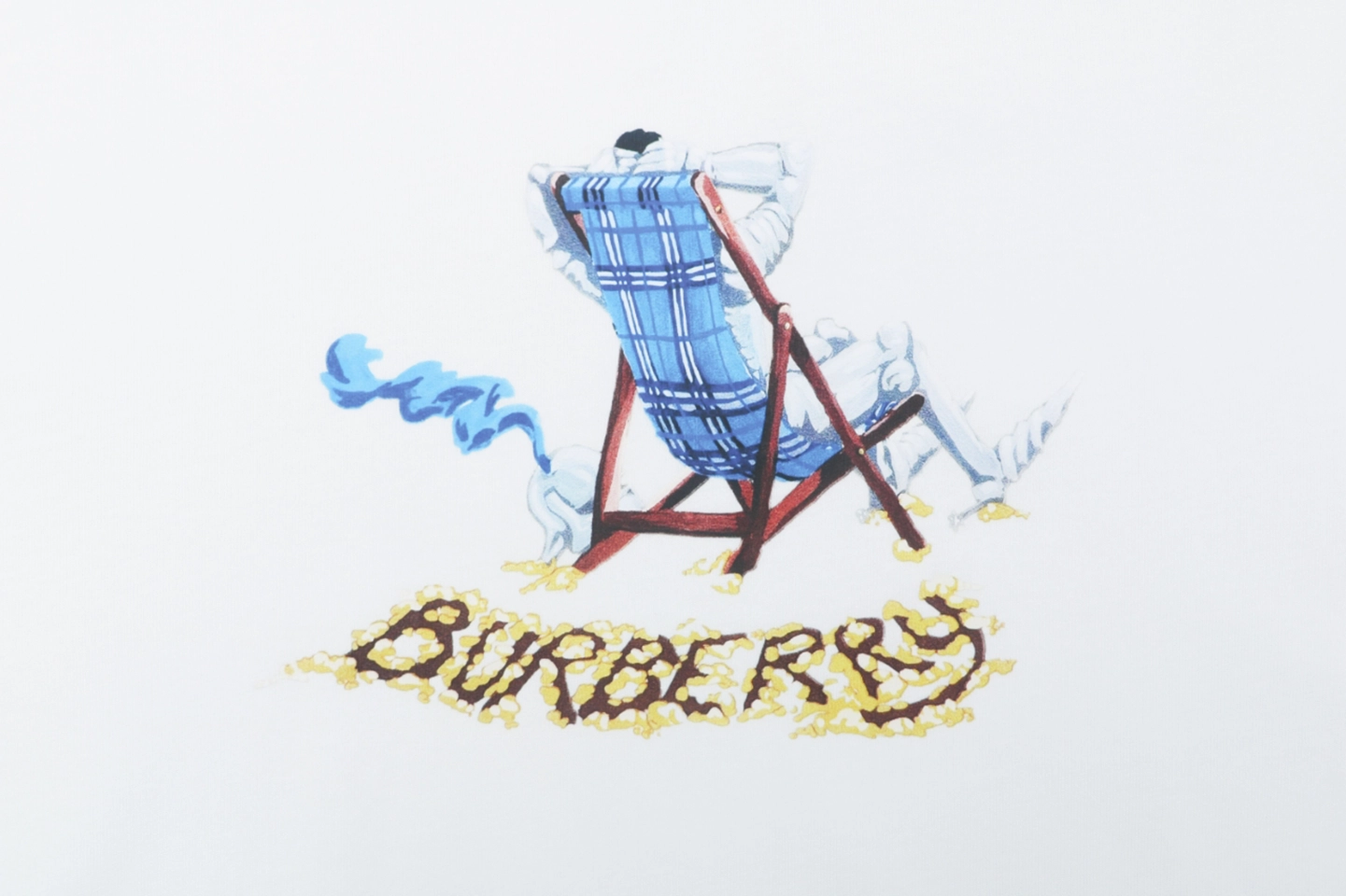 Burberry Knight Check Deck Chair Graphic T-Shirt White Front Print