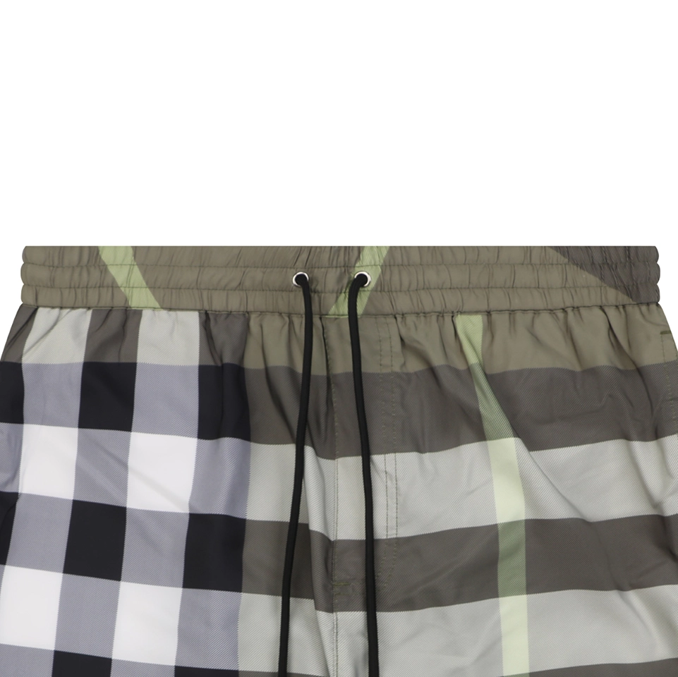 Burberry Large Check Mesh-Lined Nylon Shorts Green