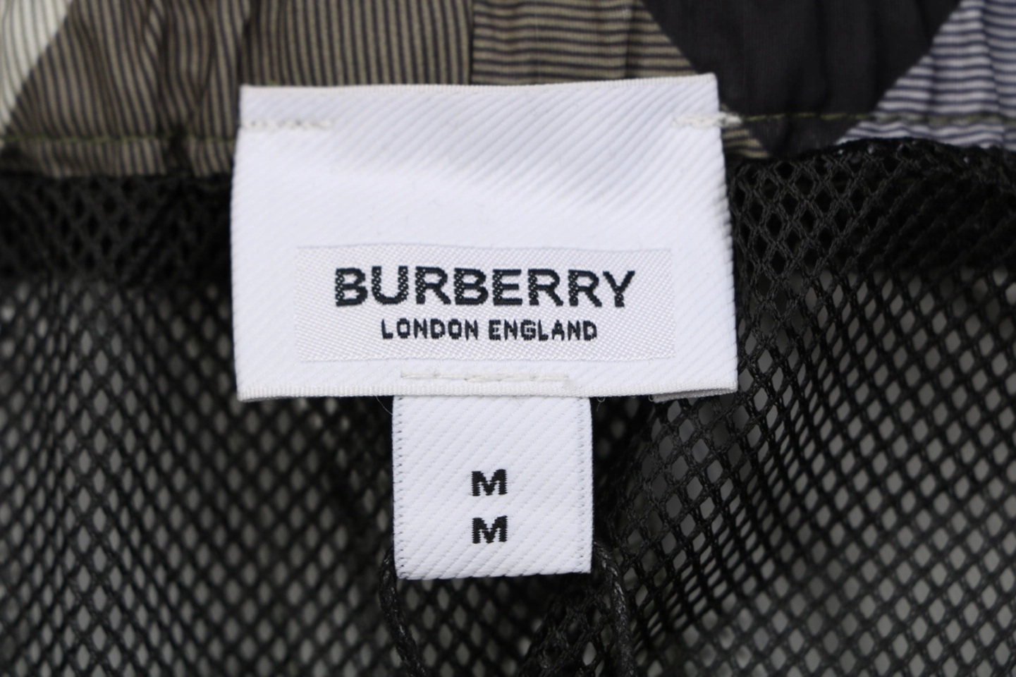 Burberry Large Check Mesh-Lined Nylon Shorts Green Brand label