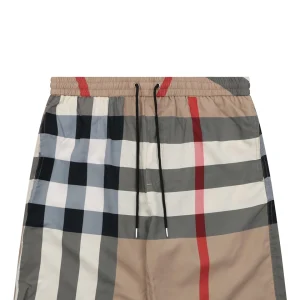 Burberry Large Check Mesh-Lined Nylon Shorts Brown