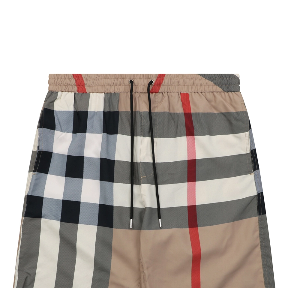 Burberry Large Check Mesh-Lined Nylon Shorts Brown