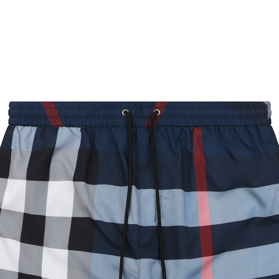 Burberry Large Check Mesh-Lined Nylon Shorts Navy