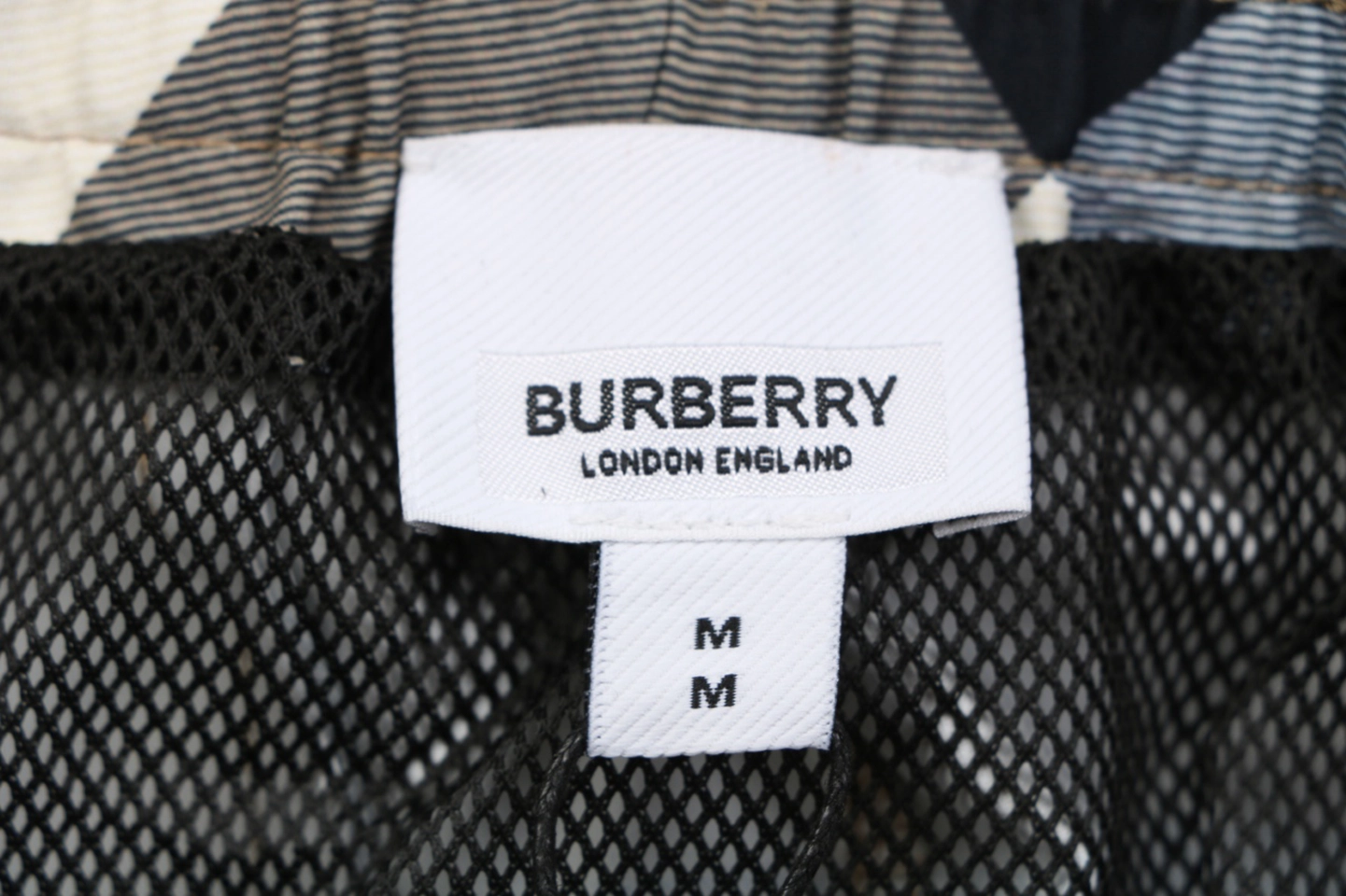 Burberry Large Check Mesh-Lined Nylon Shorts Brand label
