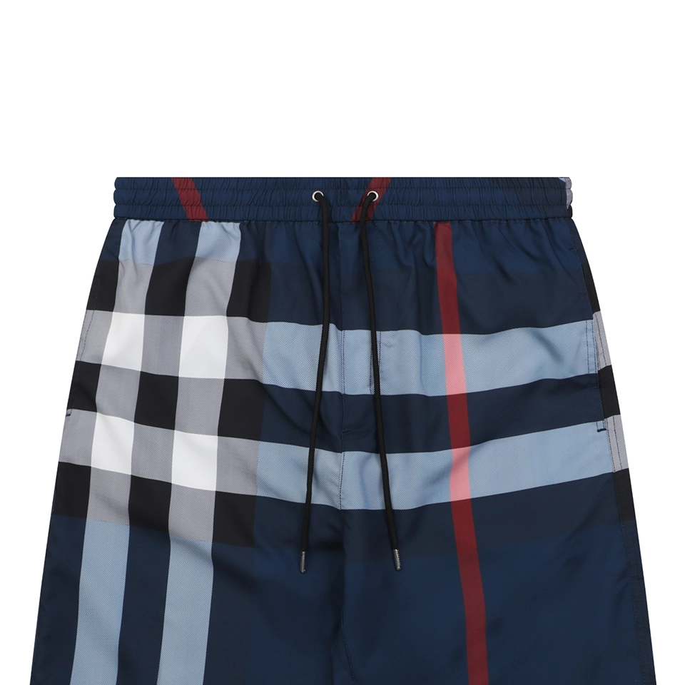 Burberry Large Check Mesh-Lined Nylon Shorts Navy