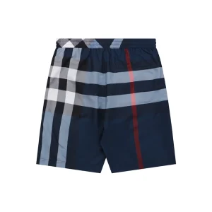 Burberry Large Check Mesh-Lined Nylon Shorts Navy Back view