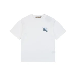 Burberry Overlapping Equestrian Knight Embroidered T-Shirt White Front view