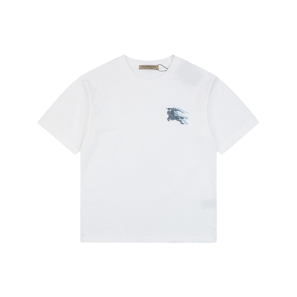Burberry Overlapping Equestrian Knight Embroidered T-Shirt White Front view