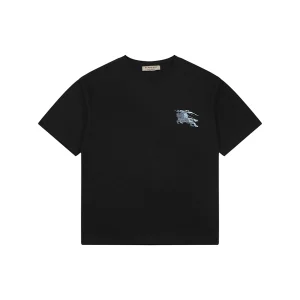Burberry Overlapping Equestrian Knight Embroidered T-Shirt Black Front view