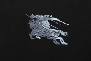 Burberry Overlapping Equestrian Knight Embroidered T-Shirt Black Front Brand