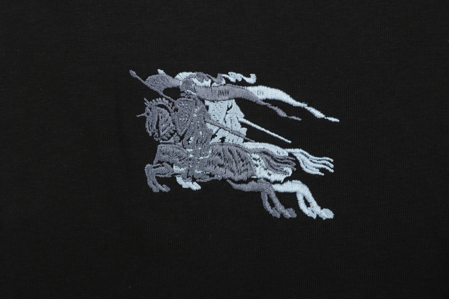 Burberry Overlapping Equestrian Knight Embroidered T-Shirt Black Front Brand