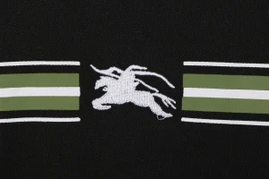Burberry Stripe Knight Embroidered Polo T-Shirt Black Brand
