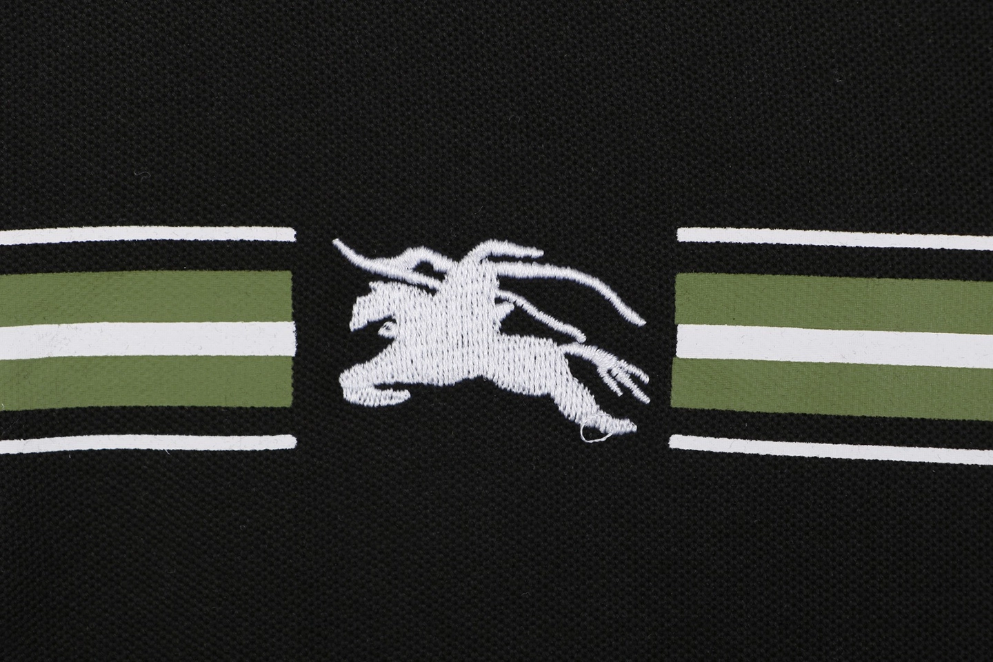 Burberry Stripe Knight Embroidered Polo T-Shirt Black Brand
