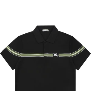 Burberry Stripe Knight Embroidered Polo T-Shirt Black