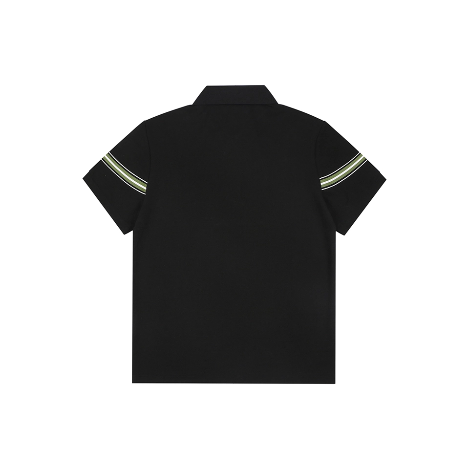 Burberry Stripe Knight Embroidered Polo T-Shirt Black Back view