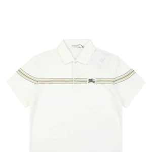Burberry Stripe Knight Embroidered Polo T-Shirt White