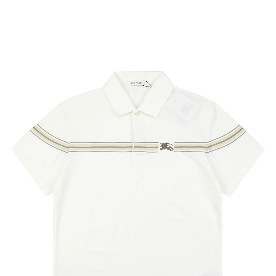 Burberry Stripe Knight Embroidered Polo T-Shirt White