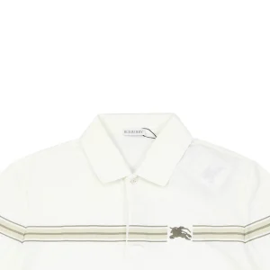 Burberry Stripe Knight Embroidered Polo T-Shirt White