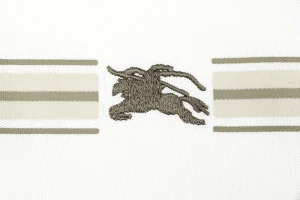 Burberry Stripe Knight Embroidered Polo T-Shirt White Brand