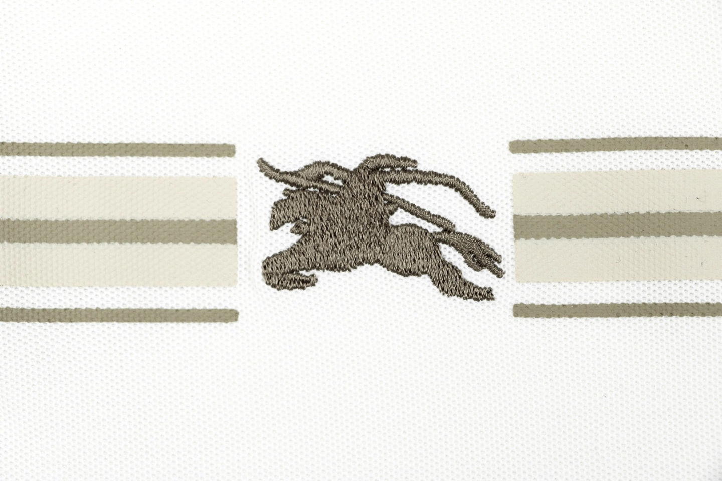 Burberry Stripe Knight Embroidered Polo T-Shirt White Brand