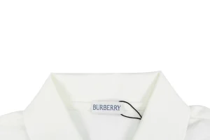 Burberry Stripe Knight Embroidered Polo T-Shirt White Collar