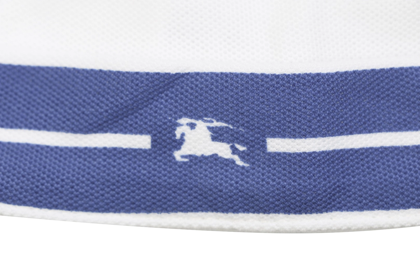 Burberry Striped Cuff Equestrian Logo Polo T-Shirt White Brand