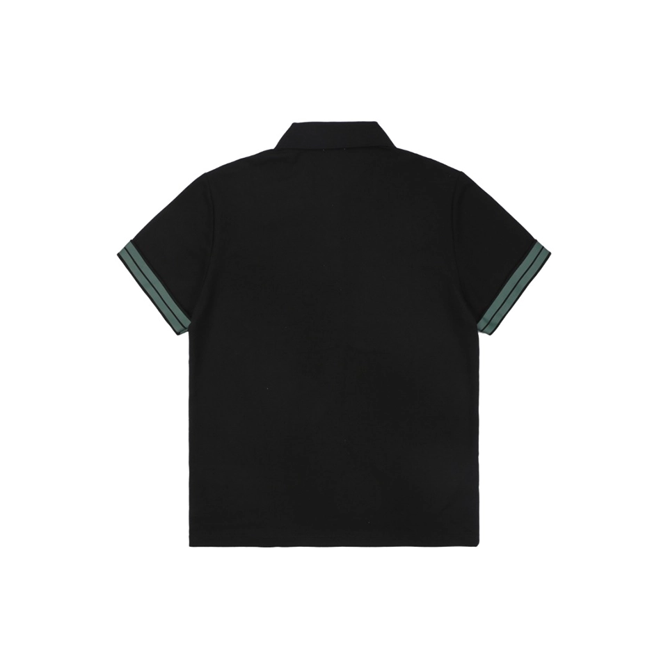 Burberry Striped Cuff Equestrian Logo Polo T-Shirt Black Back view