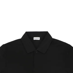 Burberry Striped Cuff Equestrian Logo Polo T-Shirt Black