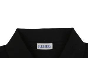 Burberry Striped Cuff Equestrian Logo Polo T-Shirt Black Collar