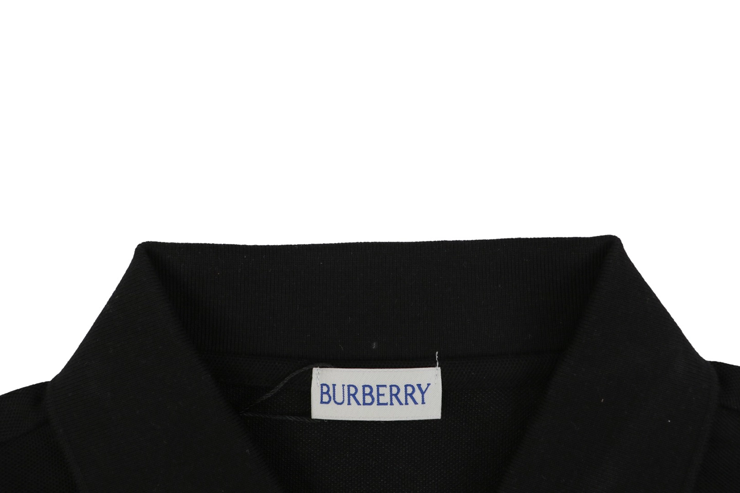 Burberry Striped Cuff Equestrian Logo Polo T-Shirt Black Collar