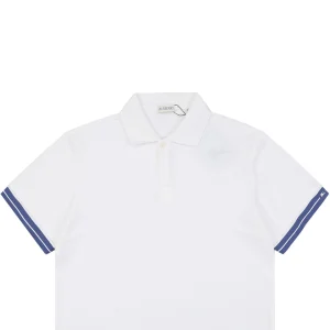 Burberry Striped Cuff Equestrian Logo Polo T-Shirt White