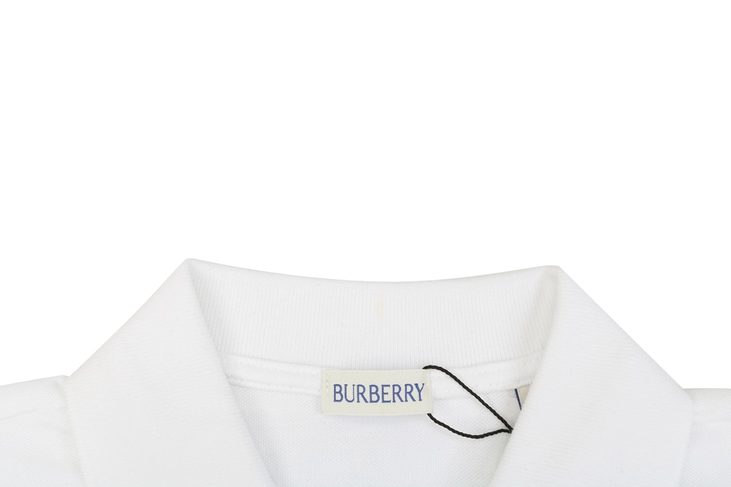 Burberry Striped Cuff Equestrian Logo Polo T-Shirt White Collar