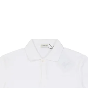 Burberry Striped Cuff Equestrian Logo Polo T-Shirt White
