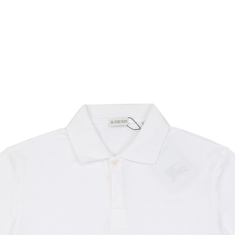 Burberry Striped Cuff Equestrian Logo Polo T-Shirt White