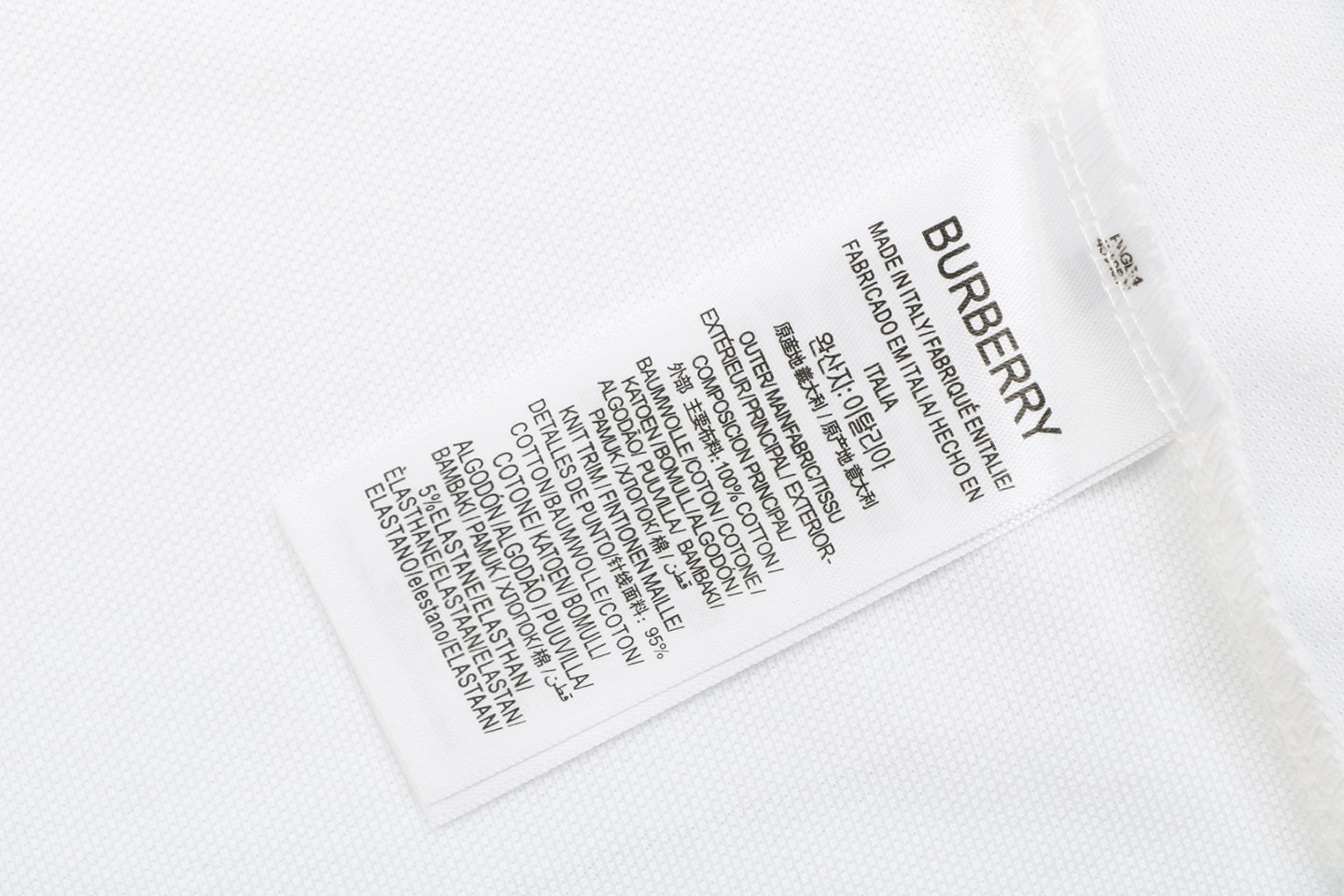 Burberry Striped Cuff Equestrian Logo Polo T-Shirt White Wash label
