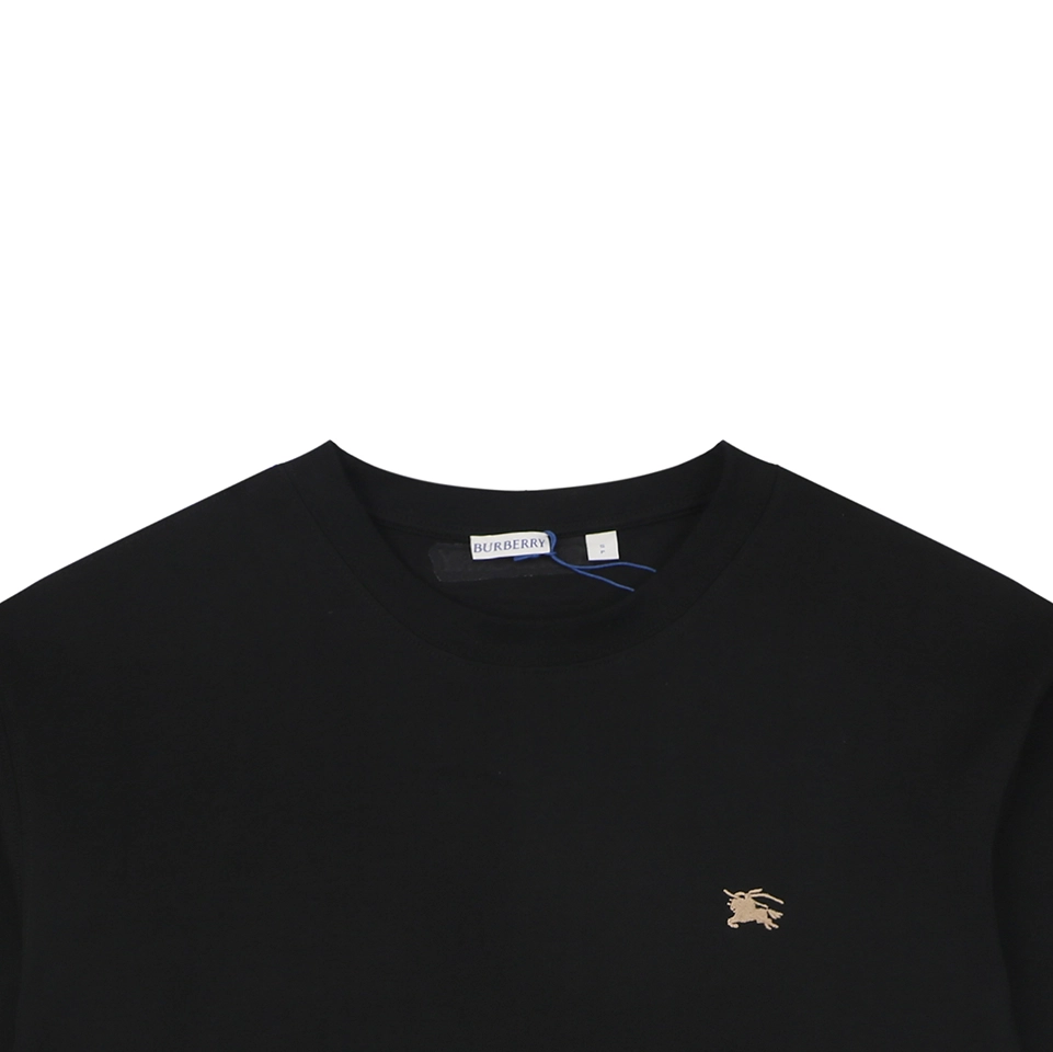 Burberry Vintage Check Trim Equestrian Knight T-Shirt Black