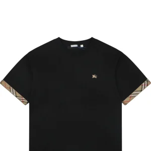 Burberry Vintage Check Trim Equestrian Knight T-Shirt Black