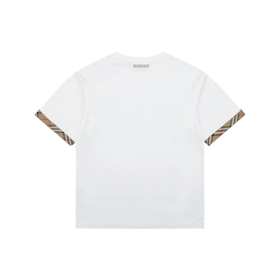 Burberry Vintage Check Trim Equestrian Knight T-Shirt White Front view