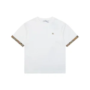 Burberry Vintage Check Trim Equestrian Knight T-Shirt White Front view
