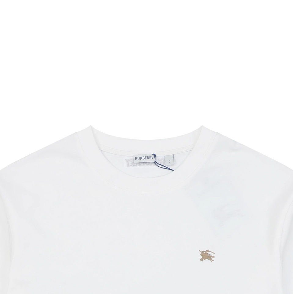 Burberry Vintage Check Trim Equestrian Knight T-Shirt White