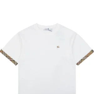 Burberry Vintage Check Trim Equestrian Knight T-Shirt White