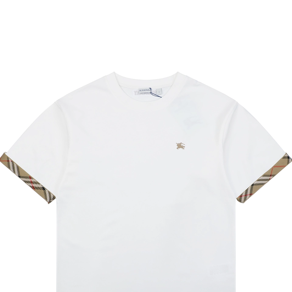 Burberry Vintage Check Trim Equestrian Knight T-Shirt White