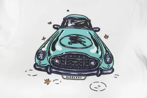 Burberry Vintage Classic Car Print T-Shirt White Front Print