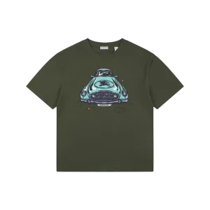 Burberry Vintage Classic Car Print T-Shirt Green Front view