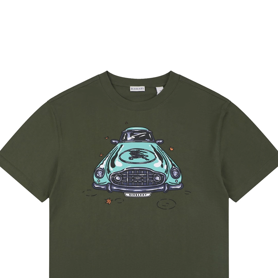 Burberry Vintage Classic Car Print T-Shirt Green