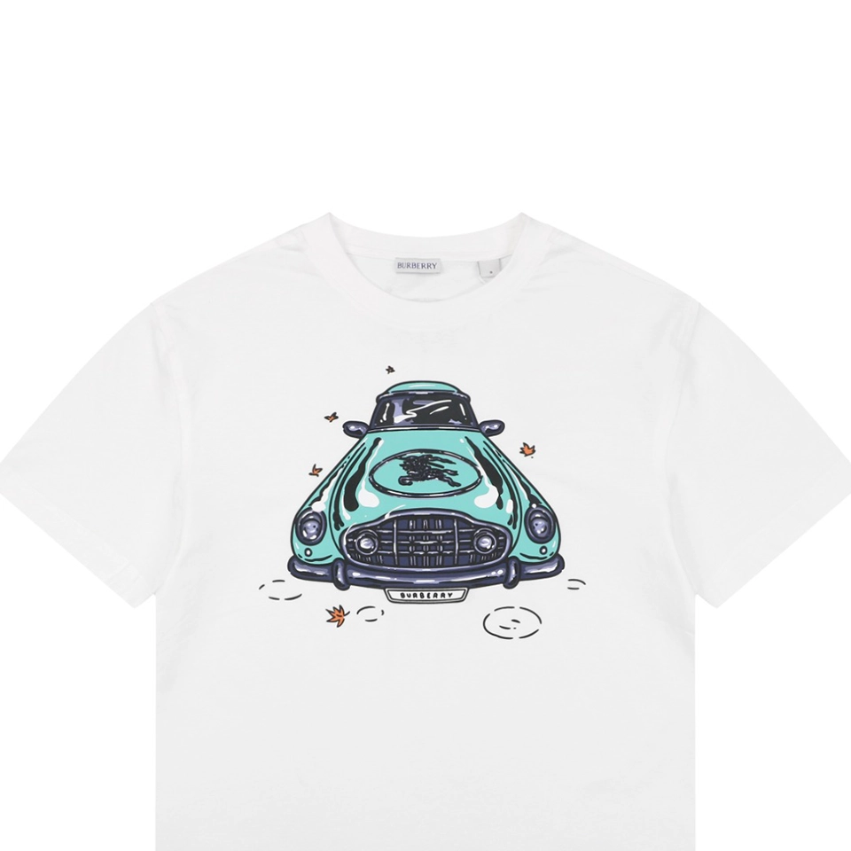 Burberry Vintage Classic Car Print T-Shirt White