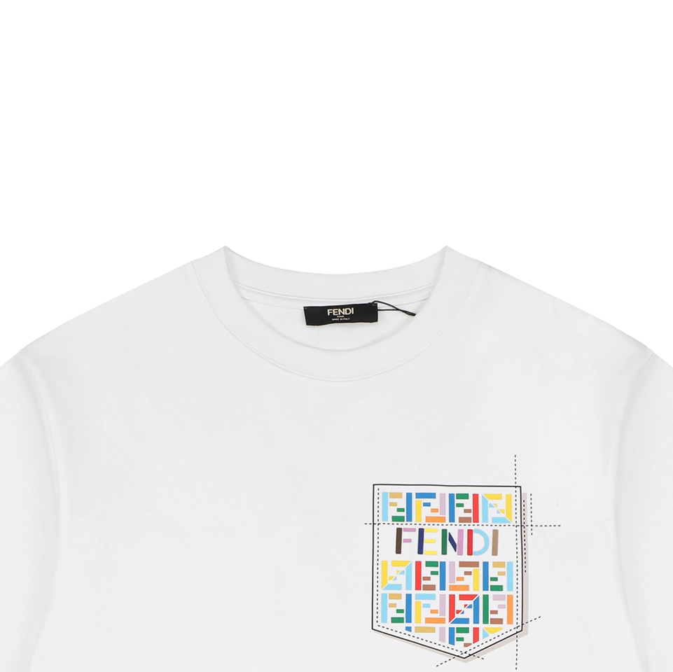 Fendi Color FF Pocket Graphic T-Shirt White