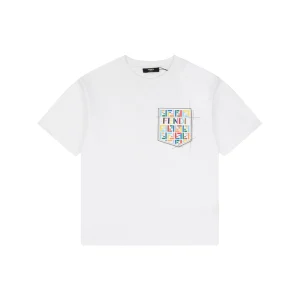 Fendi Color FF Pocket Graphic T-Shirt White Front view