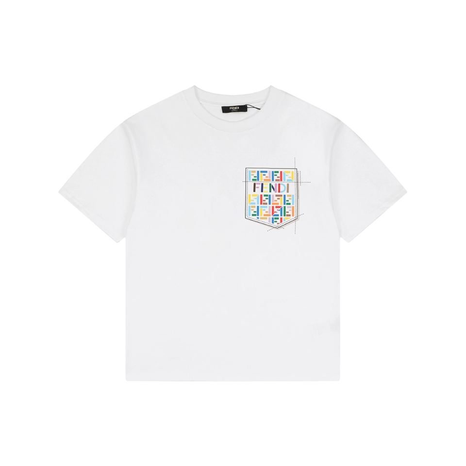 Fendi Color FF Pocket Graphic T-Shirt White Front view