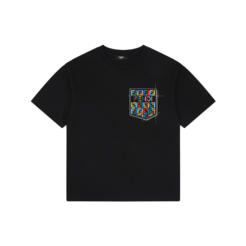 Fendi Color FF Pocket Graphic T-Shirt Black Front view